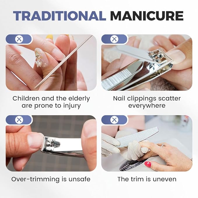 3 in 1 Electric Nail Clippers, 2026 New Automatic Electric Nail Clipper Nail Trimmer, Electric Toenail Clippers with Light and Nail Scraps Storage, Nail Care Tool for Thick Nails (Gray)