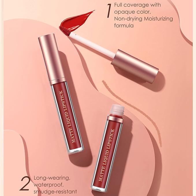 BestLand 6Pcs Matte Liquid Lipstick + Lip Liner