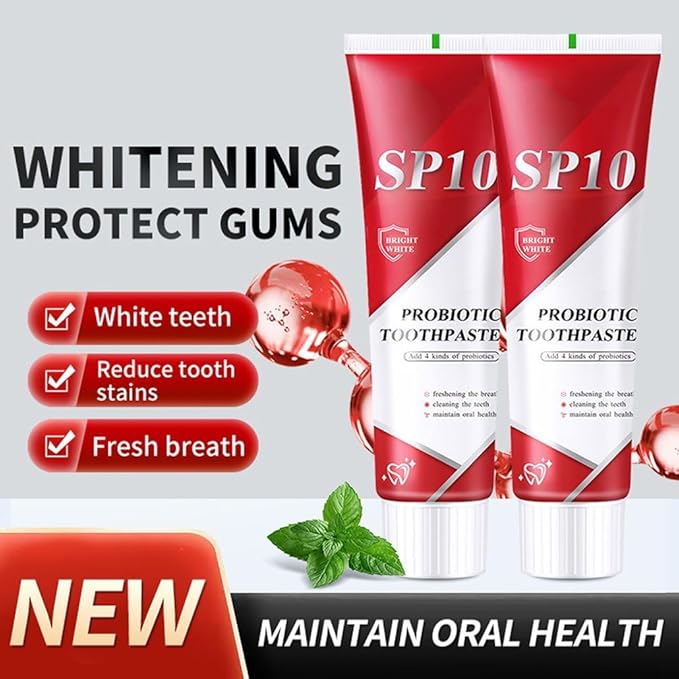 SP 10 Probiotic Toothpaste for Whitening & Gum Health – Natural Fluoride-Free Formula for Fresh Breath & Oral Hygiene