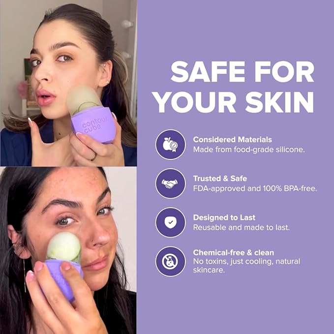 Contour Cube Mini - Revolutionary Ice Roller for Sculpting & De-Puffing - Face Ice Roller & Massager - Ice Mold for Face - Compact Skin Care Tools for Daily Skincare & Travel - Violet