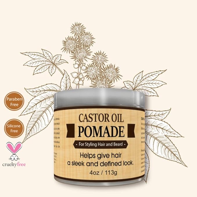 OKAY-MEN Castor Oil Beard and Hair Pomade for Men - Men's Castor Oil Pomade, Supports Beard and Hair Health, Moisturize, Styling - 4 oz (Pack of 1)