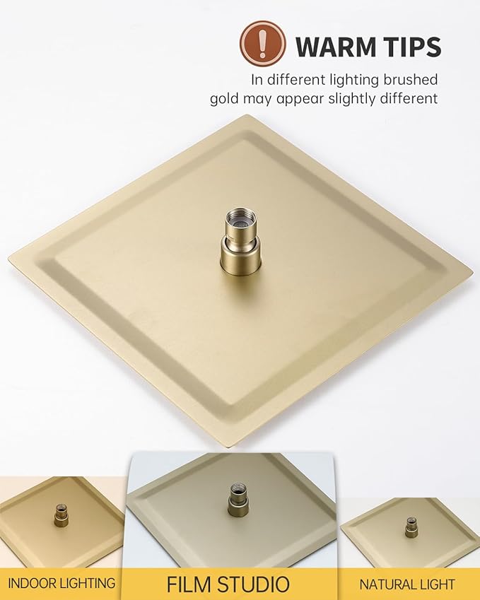 Fransiton Shower Faucet set with Shower head 10 Inches Rainfall Shower Head and Handle Set Single Handle Wall Mounted Shower System Set with Female Threads Valve Body(10", Brushed Gold)