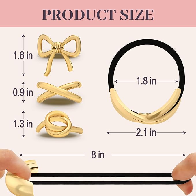 3PCS Metal Hair Tie For Women,Gold Cuffs,Metal Geometric Gold Hair Ties, Hair Accessories Stretchy and Non-Damage Ponytail Holders,Ponytail Cuff Hair Bands For Hair Styling (SET5)