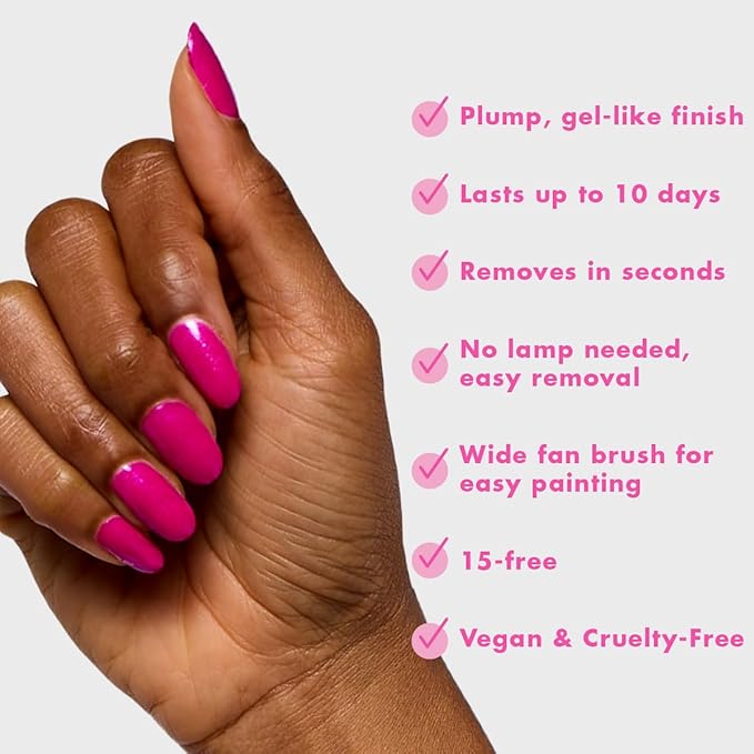 Olive & June Long Lasting Nail Polish | Valentine's Day | Gel-Like Finish No Lamp Needed Lasts up to 10 days | Salon-Quality 15-Free, Vegan Cruelty-Free Chip-Resistant | Lily Blooms Shimmering Magenta