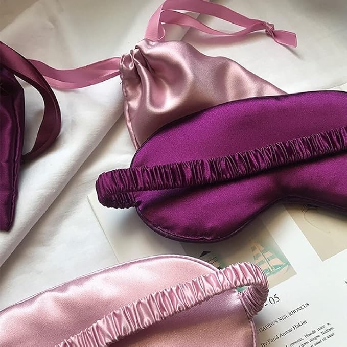 LCBD Silk Satin Sleeping Eye Mask, Dark Purple Sleep Eye Mask Night Blindfold for Women and Men, Soft Breathable Blackout Eyeshade Eye Cover for Travel, Wedding Bridesmaid Gift