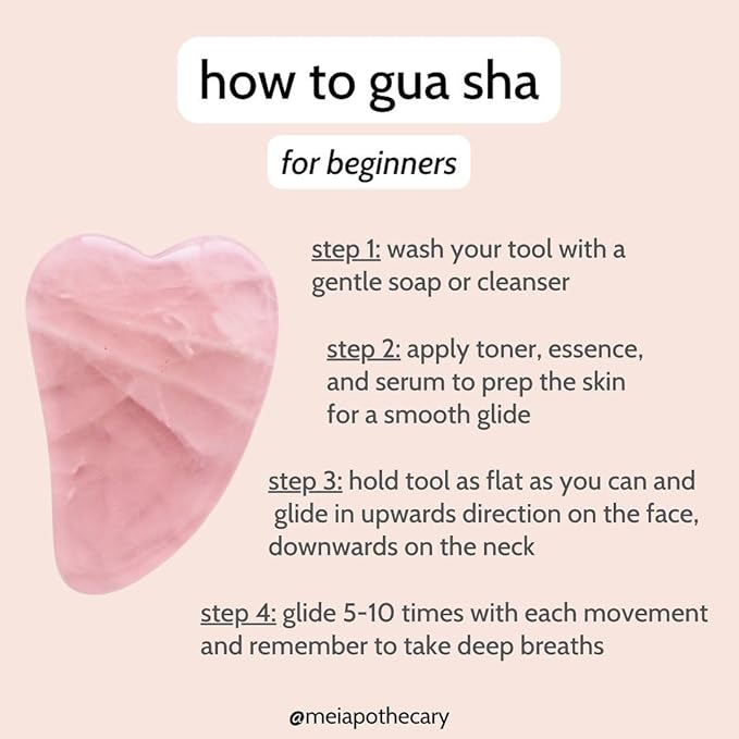 Mei Apothecary Mini Rose Quartz Gua Sha Facial Massage Beauty Tool