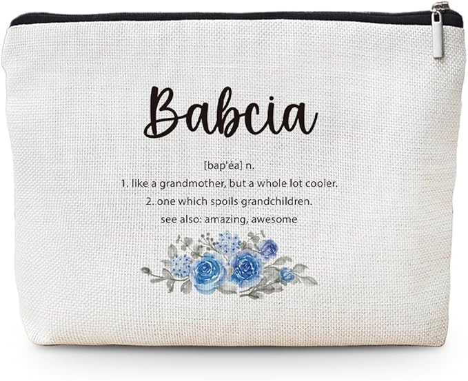 MOTERMATE Babcia Gifts Makeup Bag, Best Babcia Gifts for Christmas from Grandkids Cosmetic Bag for Women, Grandma Gift from Granddaughter Grandson Toiletry Bags Zipper Makeup Pouch