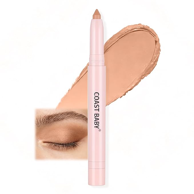2in1 Cream Eye Shadow Brightener Sticks for Eyes, Neutral Highlighte High Pigmented Makeup with Blending Brush Built-in Sharpener, Long Lasting Eye Makeup sombras en crema para ojos #Cashmere brown
