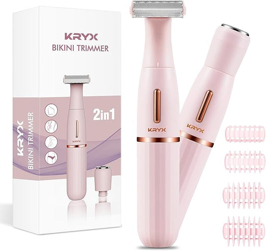Bikini Trimmer for Women, IPX7 Waterproof Electric Razors for Women Full-Body, Rechargeable Painless Electric Shaver for Private Area, Cordless Epilator for Facial Hair Removal