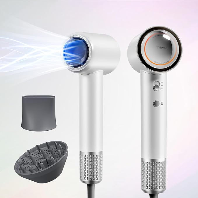 Tideway Hair Dryer Professional High-Speed Ionic Blow Dryer 110,000 RPM, Compact Hair Dryer with Magnetic Diffuser, Fast Drying with Brushless Motor Low Noise Smart Temperature Control-H11