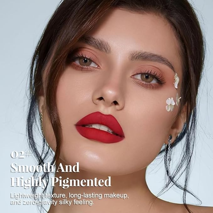 Vermilion Matte Lip Liner Pencil - Crayon Matte Lipstick Pencil, No Transfer, Smudgeproof & Waterproof, Sharpenable Lip Crayon for Women, Velvet Long-Lasting Lip Color 02#