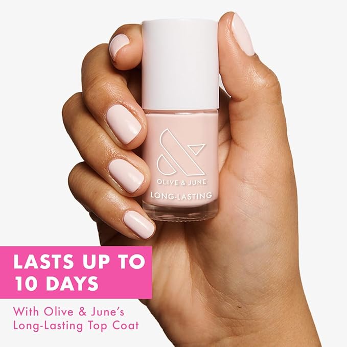 Olive & June Long Lasting Nail Polish | Valentine's Day | Plump Gel-Like Finish No Lamp Needed | Lasts up to 10 days | Salon-Quality 15-Free, Vegan & Cruelty-Free Chip-Resistant | GH Baby Pink