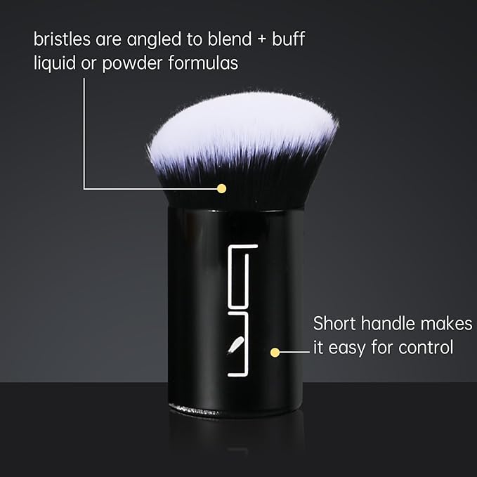 Brush Master 2pcs Retractable Foundation Makeup Brush, Kabuki Brush For Powder, Blush, Bronzer, Concealer, Portable Brush Cover, Perfect for Travel(Black)