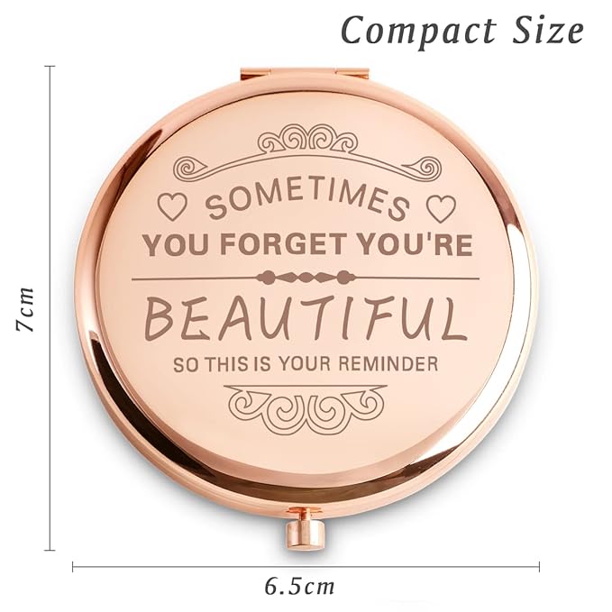 Personalized Gifts for Women Girls, Inspirational Gift for Adult Teen, Compact Mirror for Her Friend Sister Daughter Wife Mom Niece, Goodie Bag & Basket Stuffers for Birthday Valentines Galentines