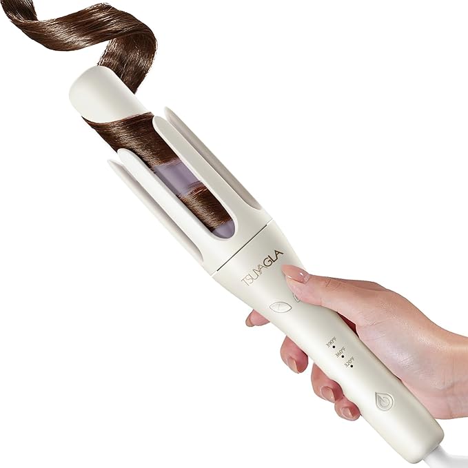 Automatic Hair Curler, 1 1/4 Inch Rotating Curling Iron with 3 Temp, 500 Million Ionic, 2-Way Rotation,10S Fast Heating, Anti-Scald, Anti-Tangle Rotating Curling Wand for Long Hair