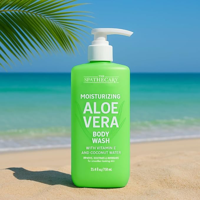 THE SPATHECARY Moisturizing Aloe Vera Body Wash – Hydrating Shower Gel with Natural Ingredients – Soothing for All Skin Types, Sensitive Skin – Paraben-Free, Sulfate-Free, Vegan Formula, 25.4oz
