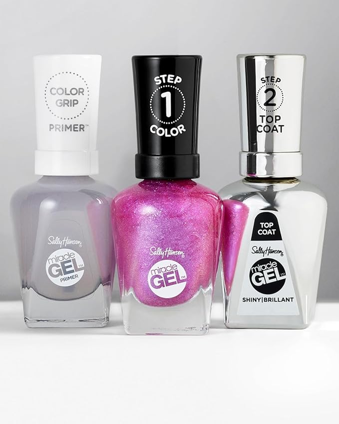 Sally Hansen Miracle Gel Salon Quality Nail Polish | Gel-Like Formula, Two-Step System, No UV Light Needed, Long Lasting | Semi-opaque, glossy | 247 Little Peony | Light Pink Nail Color