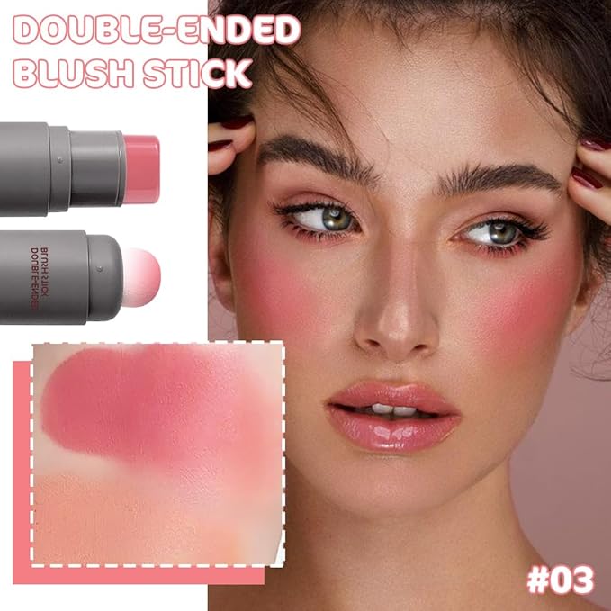 Cream to Powder Blush Stick, High Impact Color, Moisturizing Face Makeup (03#, 1 Count (Pack of 1))