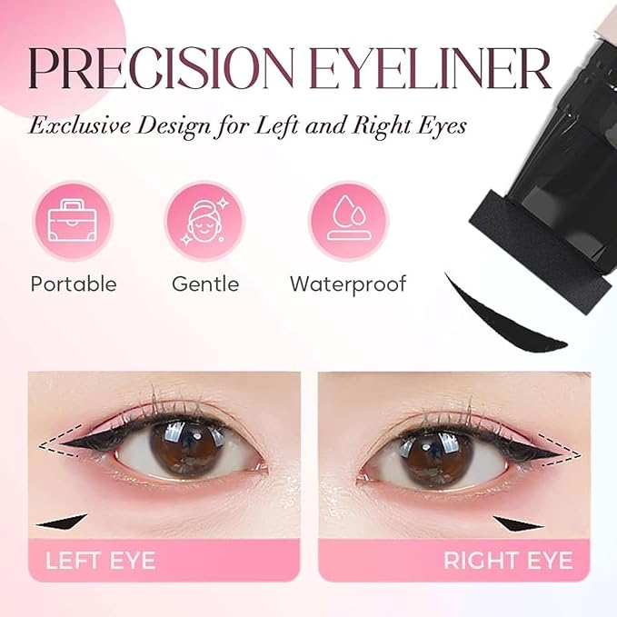 2PCS Gel Eyeliner Pencil Set, Foldable Eyeliner Stamp for Perfect Wings, Waterproof Eyeliners Tool, Smudge Proof Eyeliners Pen for Beginners (Black+Brown)