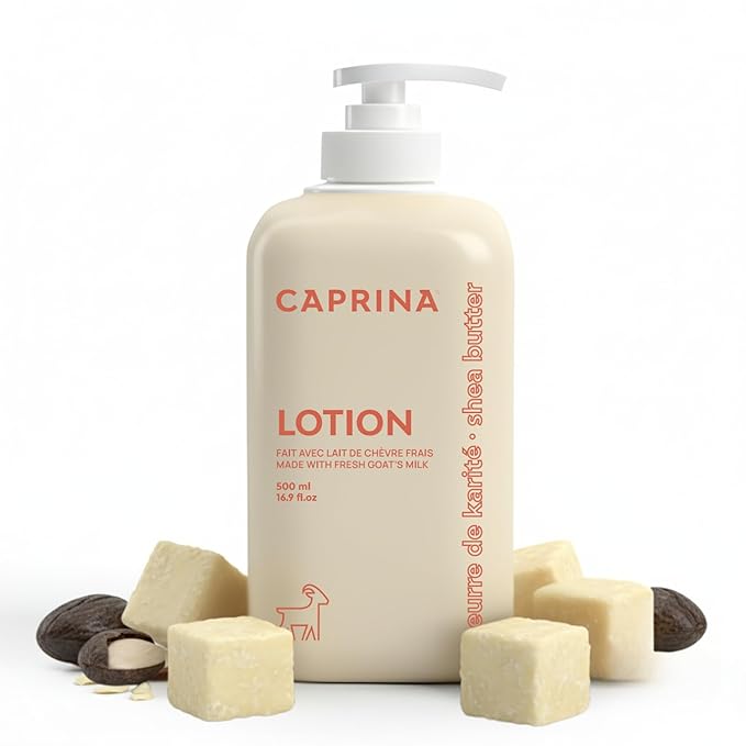 Caprina Goat’s Milk Body Lotion, 500 ml (16.9 oz), SHEA BUTTER, Nourishing Daily Moisturizer for Normal to Dry Skin