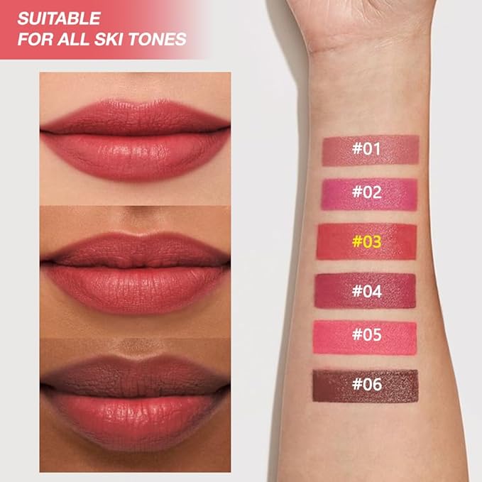 JUAAZIN Crimson Matte Lipstick Crayon - High Pigment Creamy Formula, Waterproof Long Lasting, Smooth Glide Application, Non-Sticklipstick, Ultra Thin Lightweight, Velvet Matte Lip Feel for Women 03#