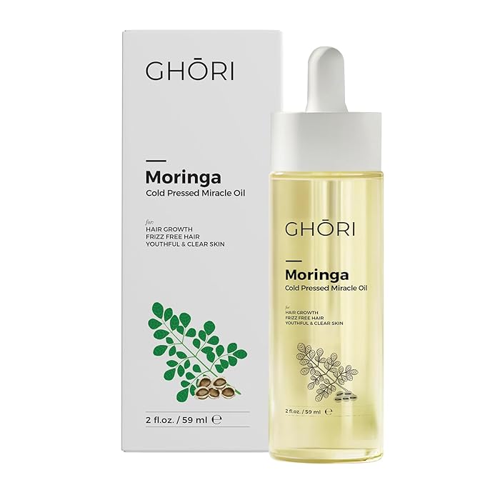 Moringa Cold Pressed Miracle Oil | Hair Growth | Frizz Control | Clear Skin | Rich in Antioxidants & Vitamins | 2 fl oz / 59ml