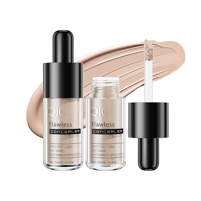 2 Pcs Liquid Concealer Makeup, Eye Concealer, Full Coverage Concealer For Dark Circle Reduces Look of Fine Lines & Blemishes, Buildable Coverage (WARM PEACH)