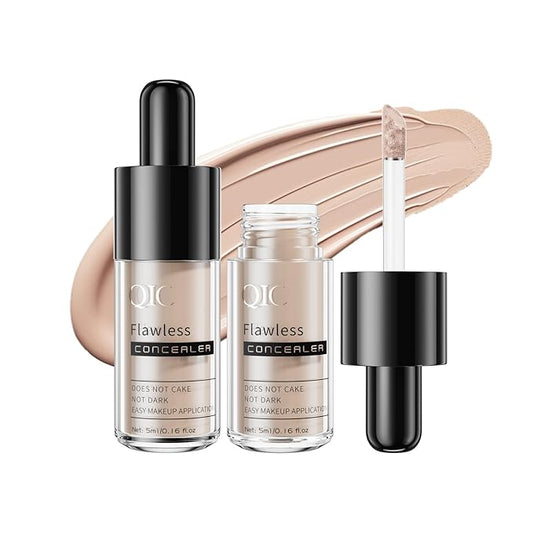 2 Pcs Liquid Concealer Makeup, Eye Concealer, Full Coverage Concealer For Dark Circle Reduces Look of Fine Lines & Blemishes, Buildable Coverage (WARM PEACH)