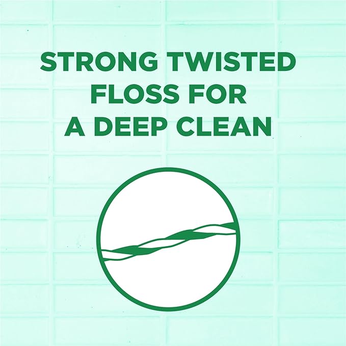 GUM Twisted Mint Floss Picks - Twisted Threads, Shred-Resistant Floss, Easy Grip Handle, 150 Count