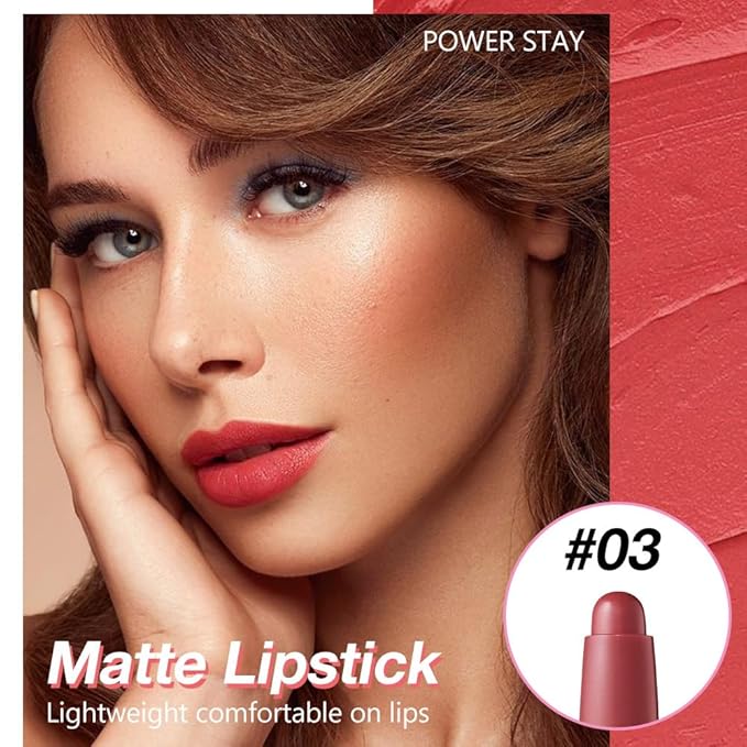 JUAAZIN Crimson Matte Lipstick Crayon - High Pigment Creamy Formula, Waterproof Long Lasting, Smooth Glide Application, Non-Sticklipstick, Ultra Thin Lightweight, Velvet Matte Lip Feel for Women 03#