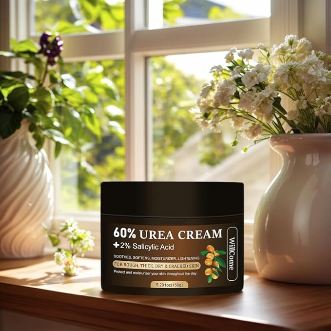 WillCome Urea Cream 60 Percent with 2% Salicylic For Feet Maximum Strength, Callus Remover Gel,Foot&Hand Care Cream Urea Lotion for Dry Cracked Heels and Feet Treatment& Repair,5.29 oz