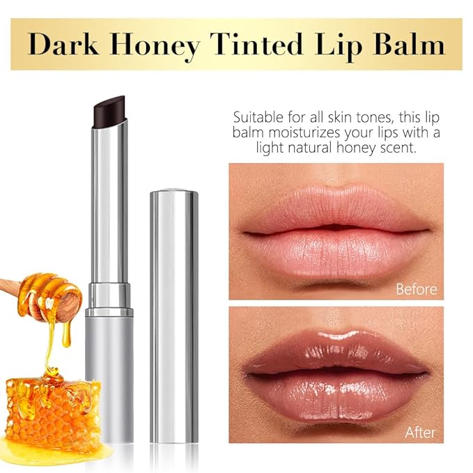 2Pcs Black Cherry Nude Tinted Honey Lip Balm, Sheer Hydrating Moisturizing Lipstick for All Skin Type, Natural Black Cherry Lip Tint Balm Moisturizing Nourishing Lipstick Long Lasting Waterproof