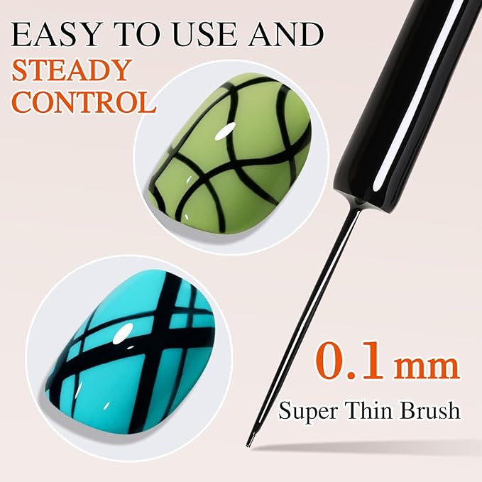 Double Rhythm 15 Ml Metallic Gel Liner Polish Nail Art Bronze Mirror Chrome Painted Drawing Stripper 3D Effect (Black Liner Art-L1005)