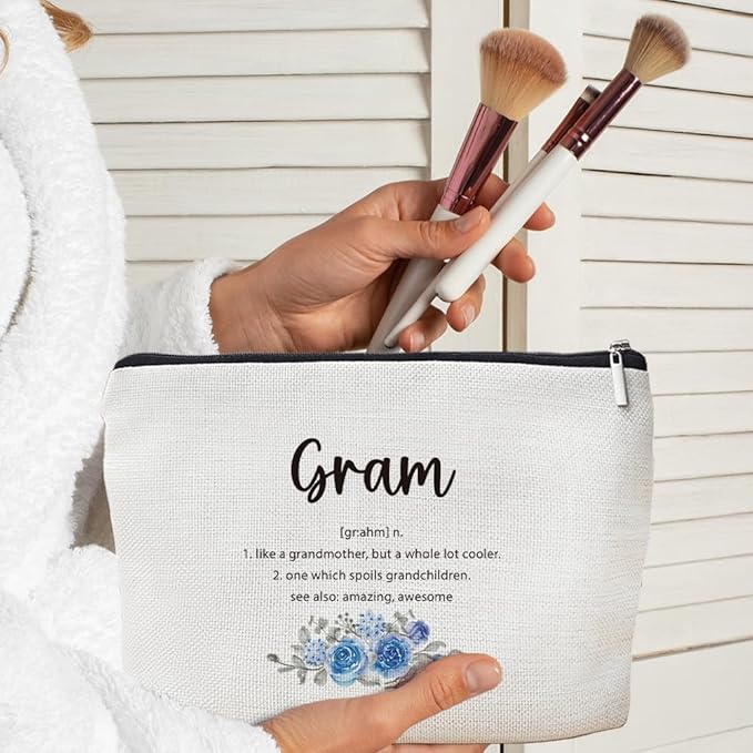 MOTERMATE Gram Gifts Makeup Bag, Best Grandma Gifts for Christmas from Grandkids Granddaughter Grandson Cosmetic Bag for Women, Grandmother Gift Toiletry Bags Zipper Makeup Pouch