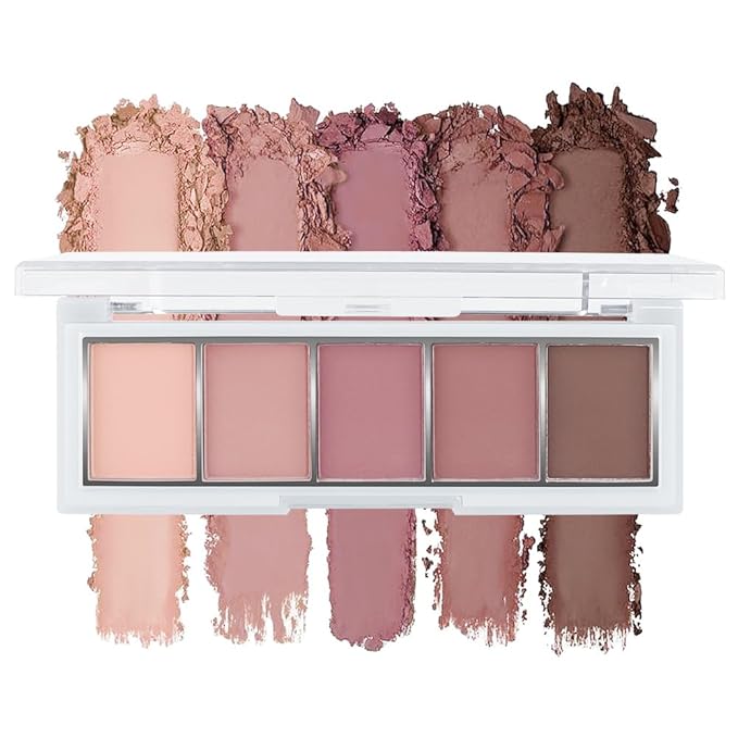 Mini 5-Color All Matte Rose Nude & Mauve Eyeshadow Palette, High Pigment Blendable Long-Lasting Neutral Pink Brown Eye Shadow Kit for Daily Natural Makeup, Office Looks & Mature Eyes 4