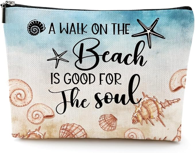 Funny Beach Gifts for Women Cosmetic Bag Travel Ocean Beach Vacation Essentials for Girls, Bestie, Friends, Summer Beaches Lover Makeup Bag Girls Trip Gifts Favors Stuff Birthday Christmas Graduation