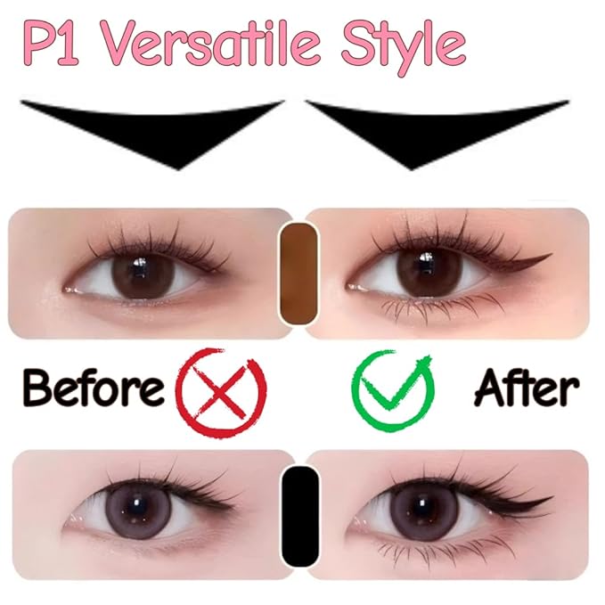 Foldable Eyeliner Stamp, Eye Liner Pen Tool for Beginners, 2026 New One-Piece Eyeliners Stamp Gel Eyeliner Pencil Set for Perfect Wings (Black)