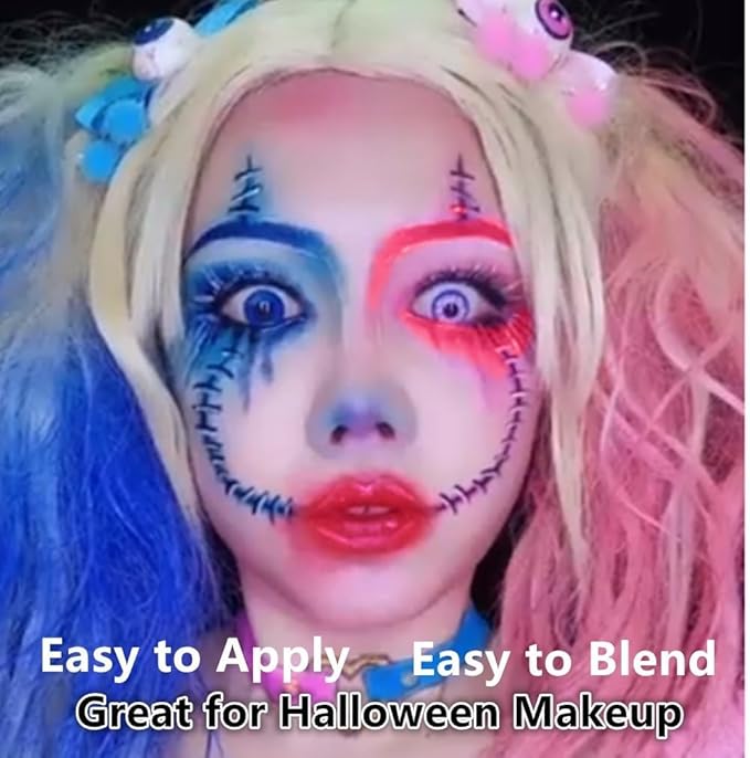 Go Ho 6 Colors Blue Face Body Paint,Cream Washable Formula Face Painting for Halloween Cosplay,Body Paint FX Makeup Palette,Professional Face Paint Blue Makeup