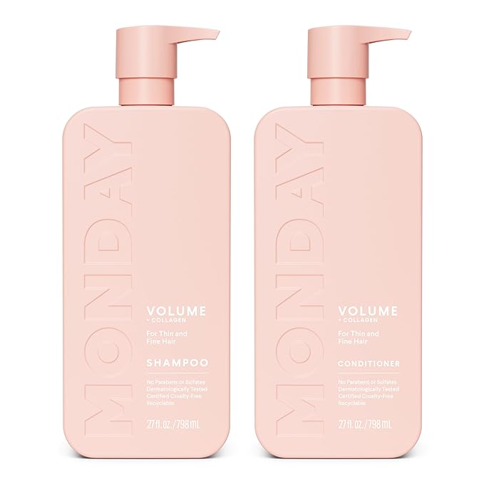 MONDAY HAIRCARE Volume Shampoo + Conditioner Set (2 Count) 27 oz. For Thin, Fine, and Oily Hair Made with Coconut Oil, Ginger Extract, and Vitamin E 100% Recyclable Bottle