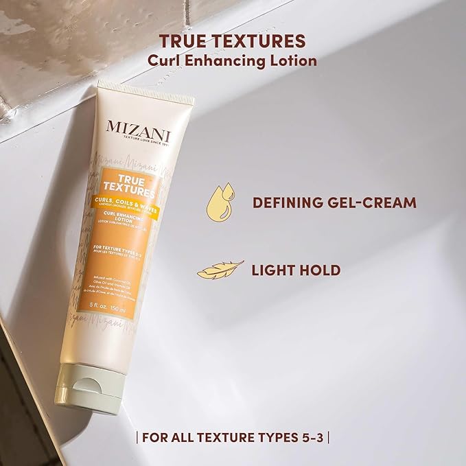 Mizani True Textures Curl Enhancing Lotion - Leave In Curl Cream for Curly Hair with Coconut Oil & Olive Oil, Frizz Control, Adds Hair Shine, No Drying Alcohols, Paraben-Free