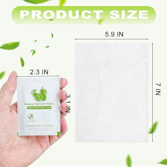 Bulk Makeup Remover Wipes - Individually Wrapped, Gentle Cleansing for Face, Mascara & Lipstick - Travel & Hotel 200