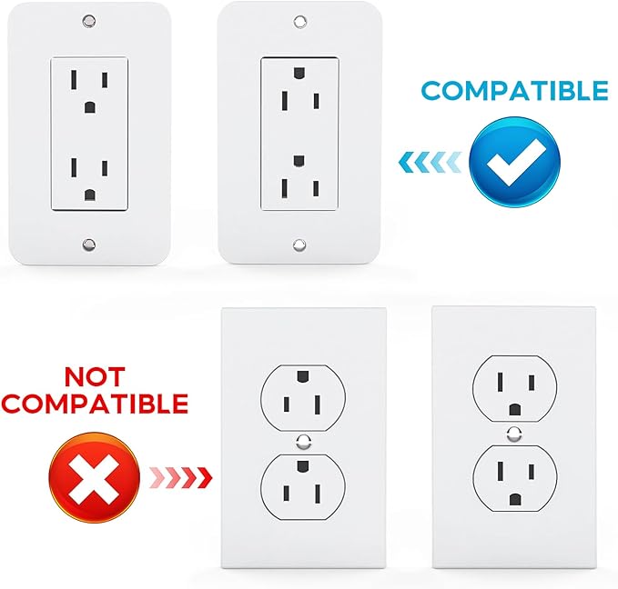 Metal Outlet Shelf with Built-in Cable Management, No-Drill Wall Organizer for Bathroom Outlets, Secure Holder for Echo Dot & Electric Toothbrush, Fits Vertical Decora, 2-Pack