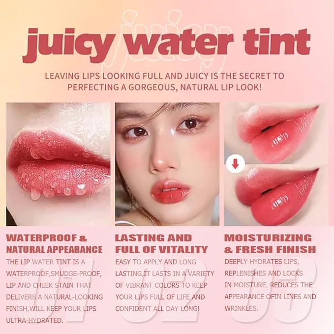 6 Colors Lip Tint Stain Set, Velvet Lip Tint Watery Stain Moisturizing Shimmery Mini Liquid Lipstick, Multi-use Lip and Cheek Tint, Long lasting Non-Stick Cup Waterproof Lip Color Makeup…