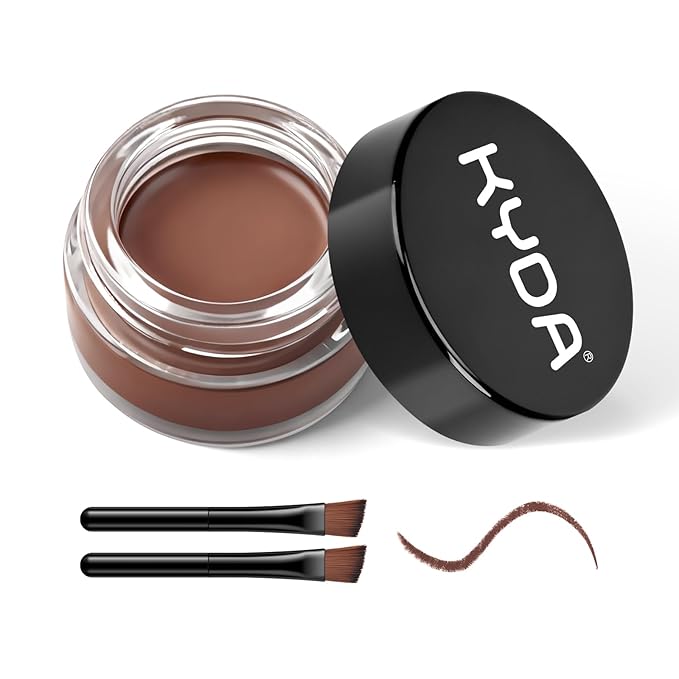 KYDA Brown Gel Eyeliner, Lasting Waterproof Cream Eyeliner & Eyebrow Makeup, High Pigment Smudge-proof Formula, Waterline Matte Eye Liner with Brush, Natural Brow Pomade Set, Espresso