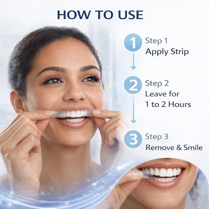 Teeth Whitening Strips, Watermelon Flavor Inspired, Comfort Fit Adhesive, Fresh Taste, 28 Strips in 14 Sealed Pouches, at Home Smile Brightening Routine