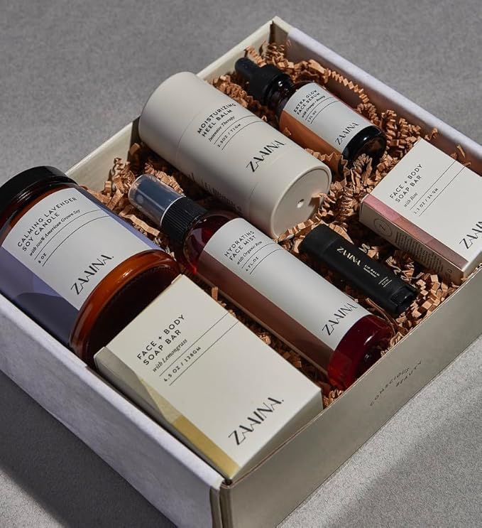 ZAAINA Spa Gift Set for Her - Luxury Self Care Spa Kit for Women, Valentine Spa Gift Basket, Pampering At Home Bath and Body Relaxation Spa Package, Gifts for Mom Wife Friend, Birthday Gifts for Women