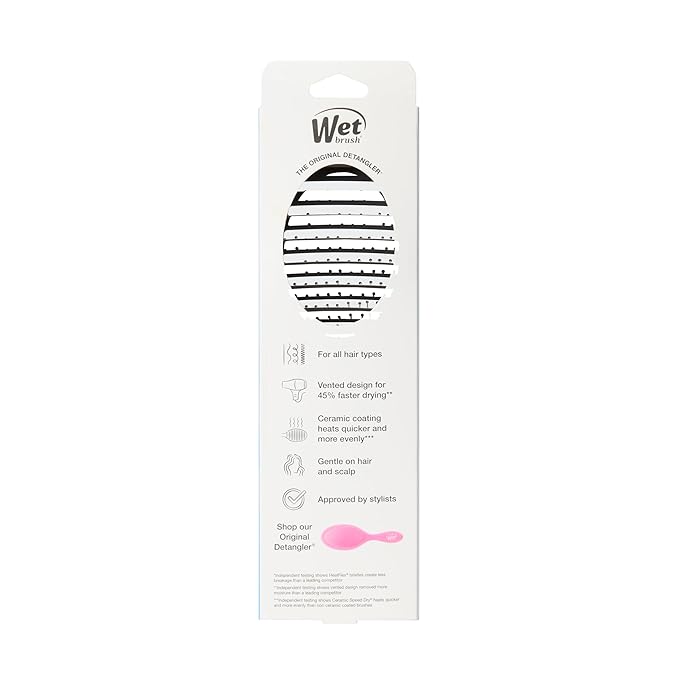 Wet Brush Ceramic Speed Dry Hair Brush, Black - Vented Design & Soft HeatFlex Bristles Are Blow Dry Safe - Ergonomic Handle Manages Tangles - Pain-Free Hair Accessories