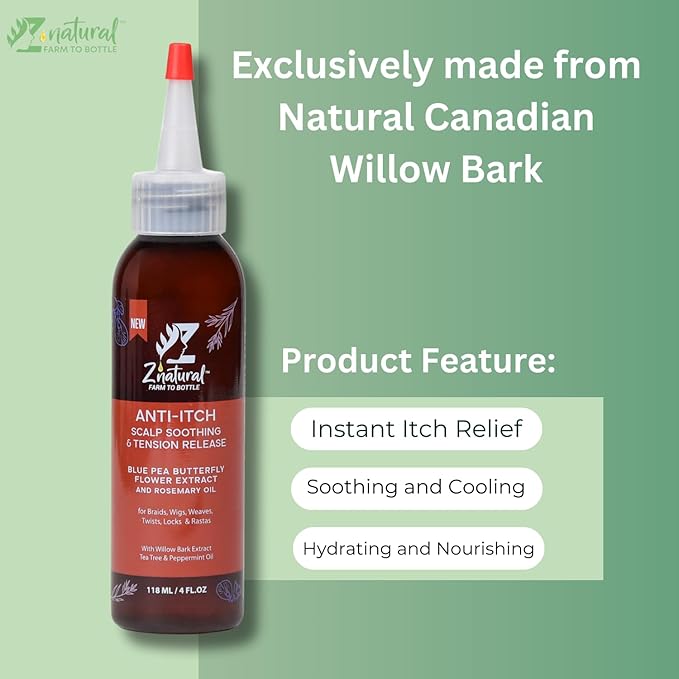 Z’natural Scalp Oil for Dry Itchy Scalp | Anti Dandruff Hair Growth Oil | Natural Ingredient Rosemary, Aloe Vera, Blue Pea Butterfly & Willow Bark | Anti-Itch Relief with Cruelty Free Formula – 118 ml