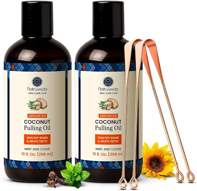 Coconut Oil Pulling Mouthwash – 20 oz (Pack of 2), Extra Virgin Coconut Oil, Mint Fresh, Oil Pulling for Teeth, Natural Mouthwash, Teeth Whitening, Oral Rinse, Ayurvedic Pulling Oil