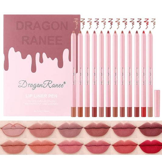 Dulele High Pigmented Matte Lip Liner Set, 12 High